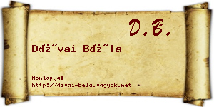 Dévai Béla névjegykártya